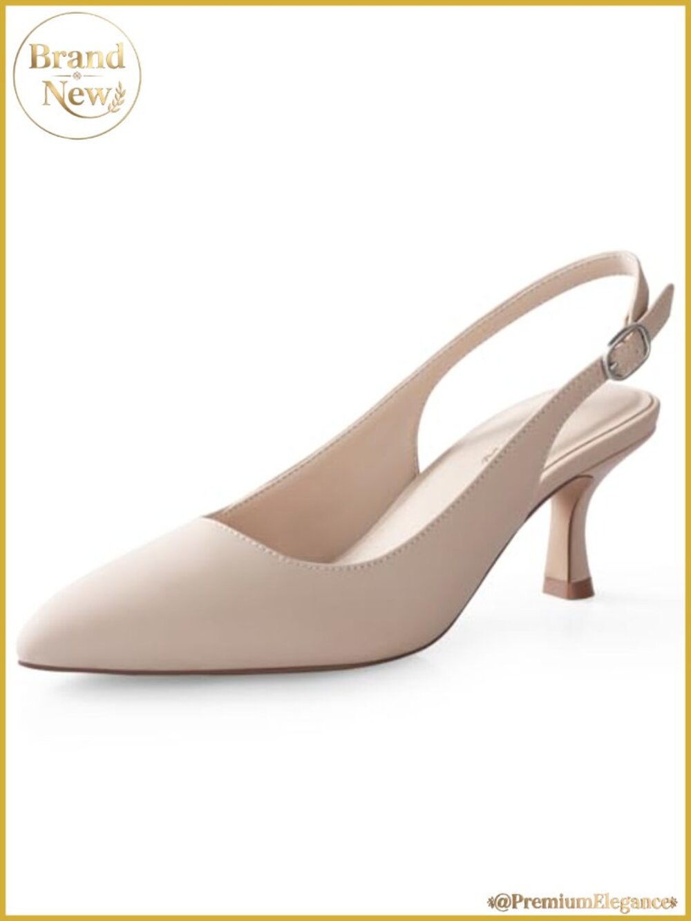 Women's Kitten Heels Pointed Toe Slingback Dress Pumps 2.5 Inch Low Heel